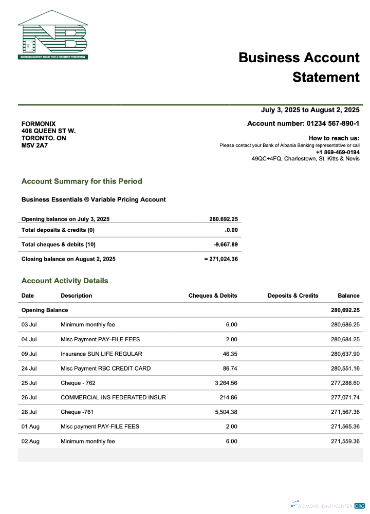 Download Saint Kitts and Nevis SKNA business firm statement Word and PDF format Photoshop template